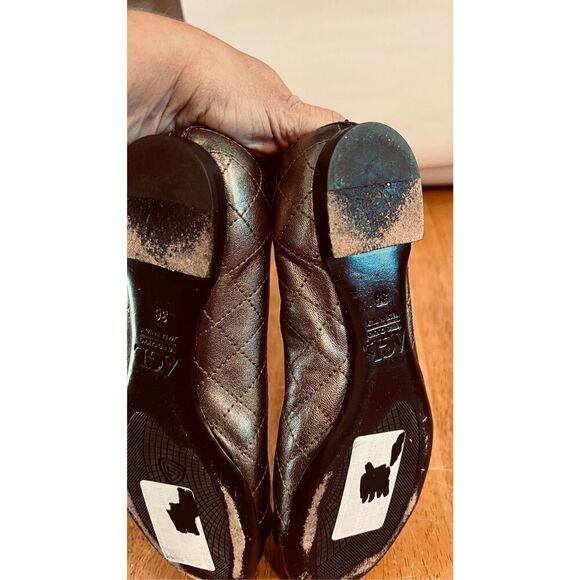 AGL Attilio Giusti Leombruni Gold Black Leather Ballet SHoes Flats Size EU 36 US - Picture 7 of 10